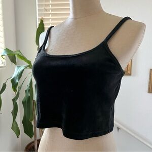 Vintage Y2K Charlotte Russe Velour Velvet Crop Top Tank Black Size Medium